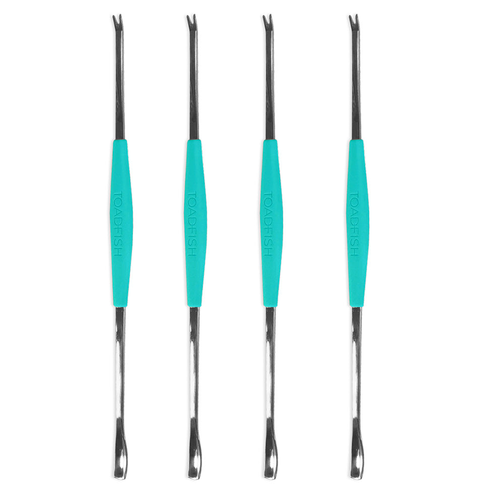 Toadfish seafood forks for crab and lobster, 4-pack, stainless steel deck and galley tools for seafood eating and shellfish handling