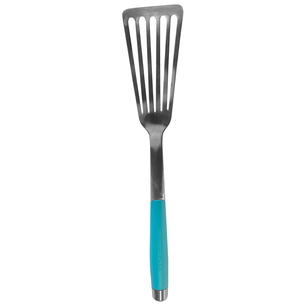 Toadfish Ultimate Spatula in stainless steel, designed for deck and galley use, with a sturdy handle and wide cooking surface.