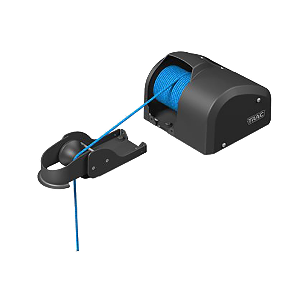 TRAC Outdoors Fisherman 25-G3 electric anchor winch with windlass for boat anchoring, black and silver with control handle