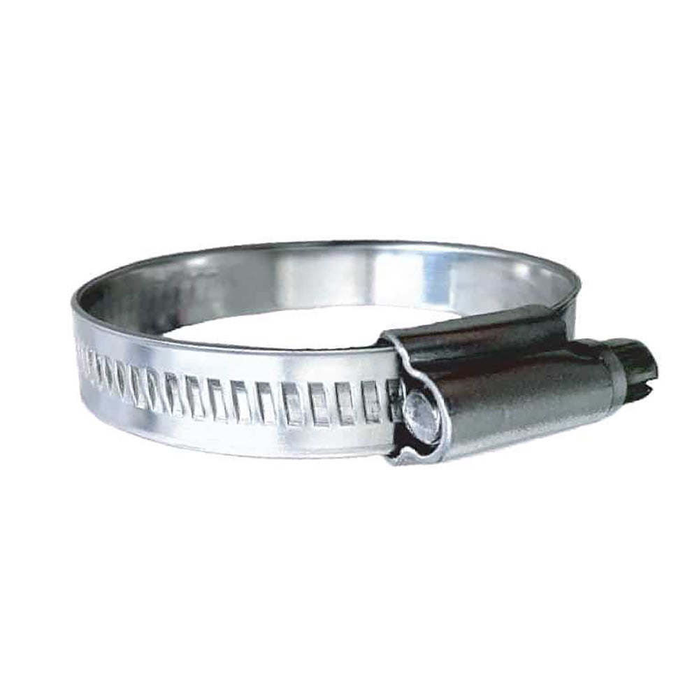 Set of 10 Trident Marine 316 stainless steel non-perforated worm gear hose clamps with 15/32-inch bands, SAE size 12, for marine accessories.