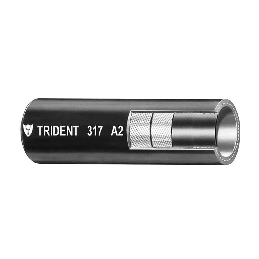 Black Trident Marine 5/8 A2 fuel vent line hose, flexible marine fuel hose, shown coiled for installation or repair.