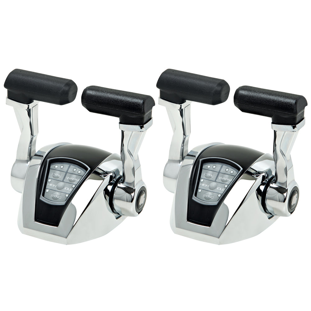 UFlex Power A electronic control package with dual engine stations, mechanical throttle and shift, for marine engine control systems.