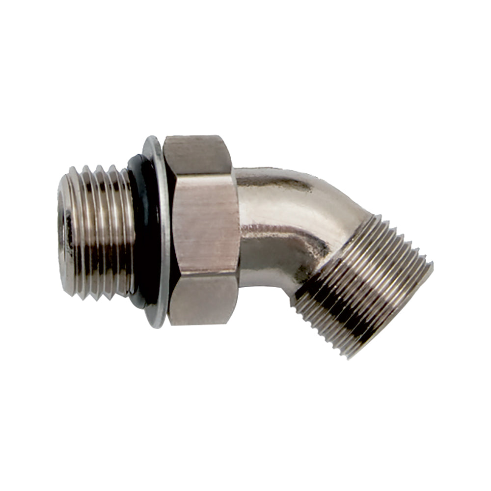 Uflex USA 45 Adjustable Fitting for Back of UP Series Helms, compatible with ORB 6 to 3/8 inch steering systems.