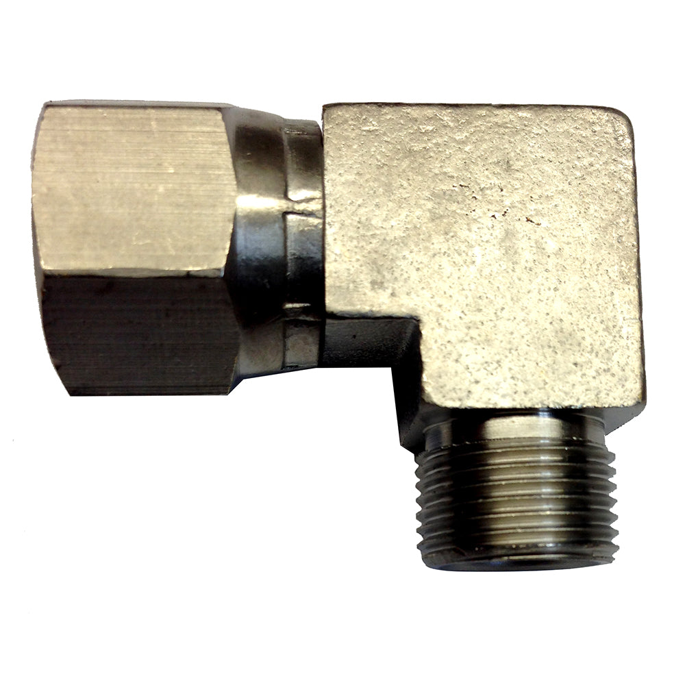 Uflex USA steering system with a 3/8 inch nickel-plated plate compression fitting for marine or hydraulic applications.