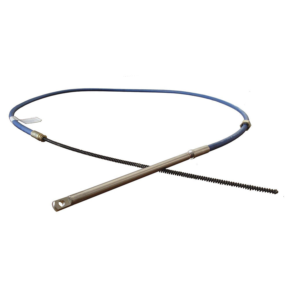 Uflex M90 Mach Rotary Steering Cable for boats, 18 feet long, with black outer casing and connectors at both ends.