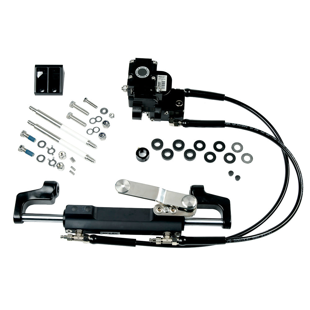 Uflex Mercury 75-115hp zero torque feedback tiller steering system for outboard boats, showing the tiller handle and control components.