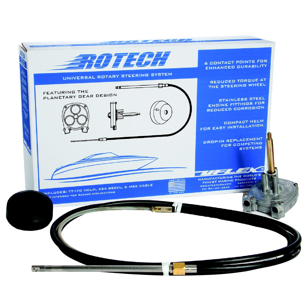 UFlex Rotech 14' Rotary Steering Package with cable, bezel, and helm for boat steering systems, by Uflex USA