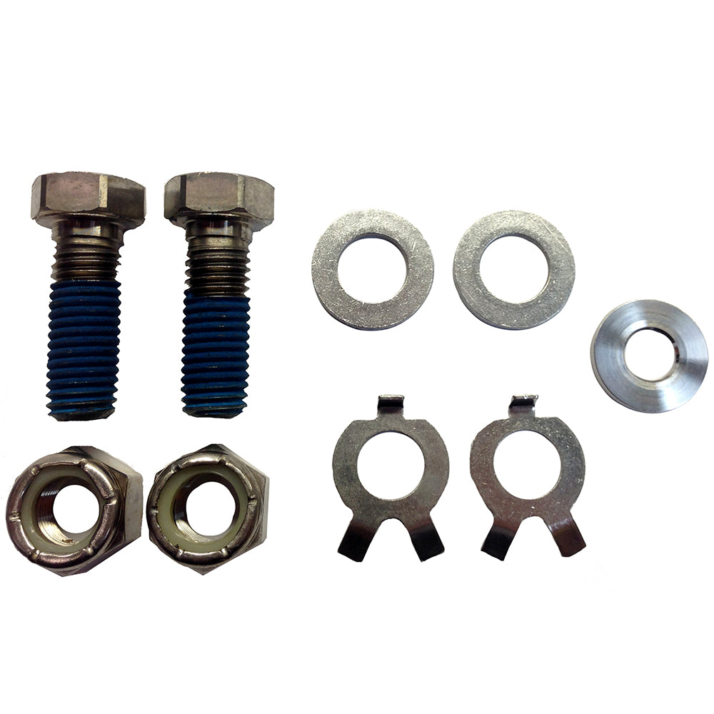 Uflex USA UC128-SVS mounting hardware for steering systems, shown installed on a boat steering assembly.