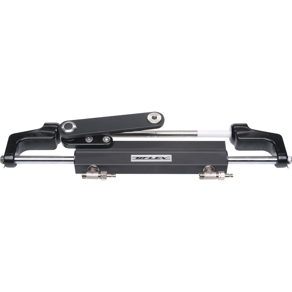 Uflex USA hydraulic steering cylinder UC95OBF-1 for boats, 175 HP or less, showing a close-up of the hydraulic cylinder component