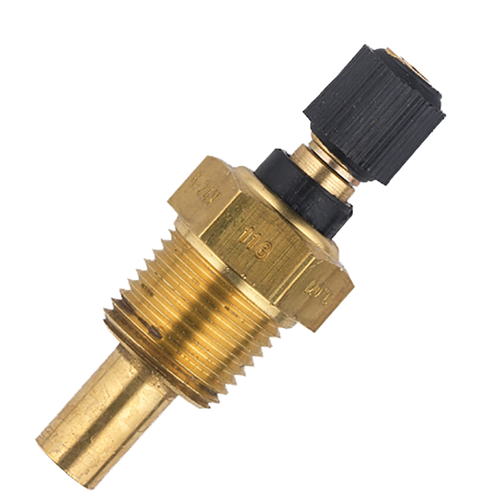 VDO temperature sender for gauges, 250F/120C, 3/8-18 NPTF fitting, automotive gauge accessory, black sensor with wiring