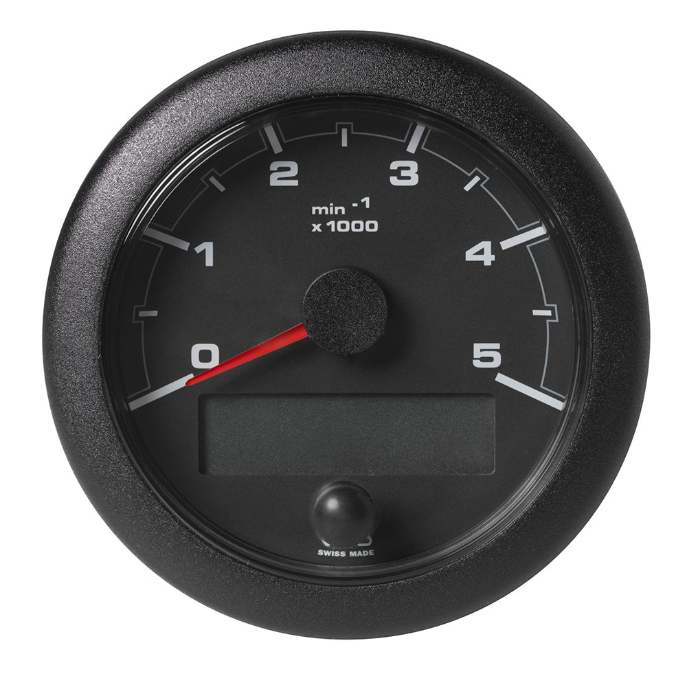 Veratron 3-3/8" OceanLink NMEA 2000 tachometer with black dial bezel, 5000 RPM gauge for marine instrumentation.