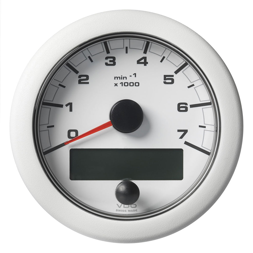 Veratron OceanLink NMEA 2000 tachometer with white dial, 3-3/8" (85mm) gauge, 7000 RPM, mounted bezel for marine boats