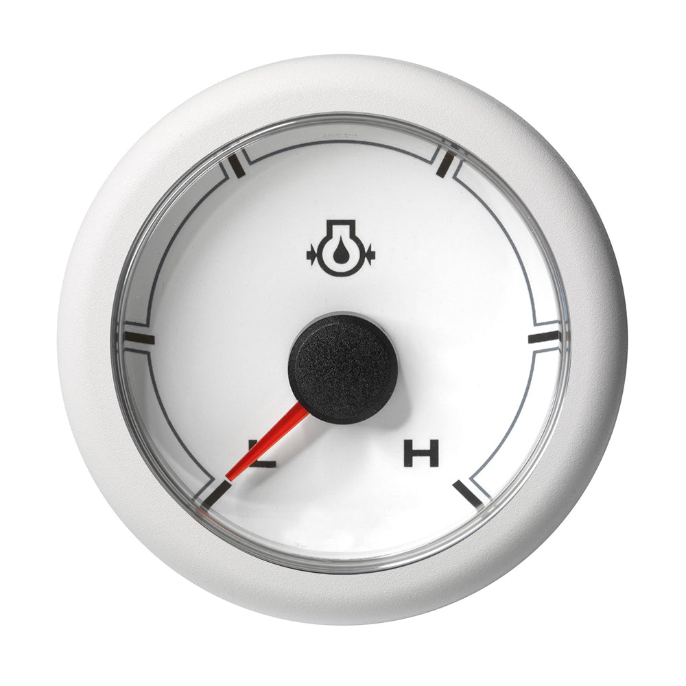 Veratron 52mm OceanLink engine oil pressure gauge with white dial and bezel, displaying 150 PSI low/high pressure readings.