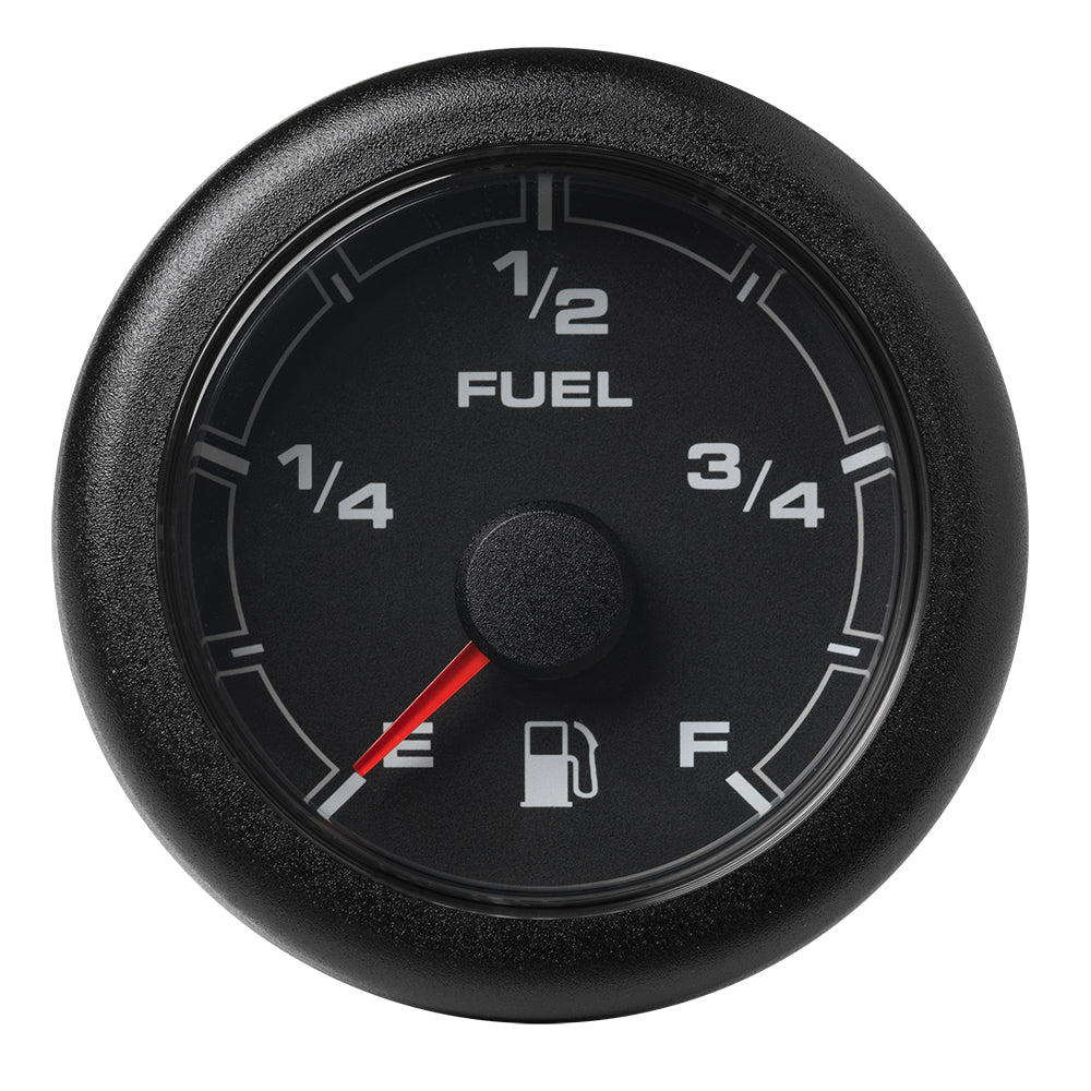 Veratron 52mm OceanLink fuel level gauge with black dial and bezel, marine gauge for accurate fuel measurement.