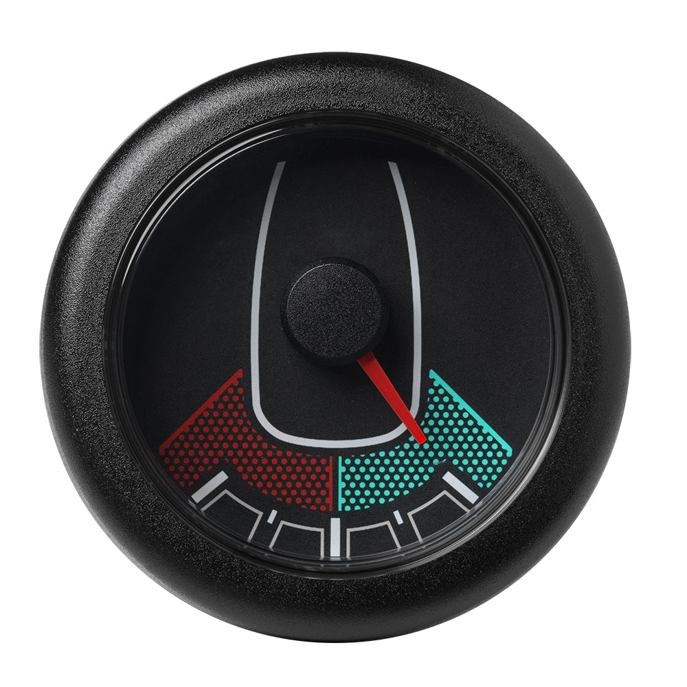 Veratron 52mm OceanLink Rudder Angle Gauge with black dial bezel, displays left/right rudder angle for marine navigation.