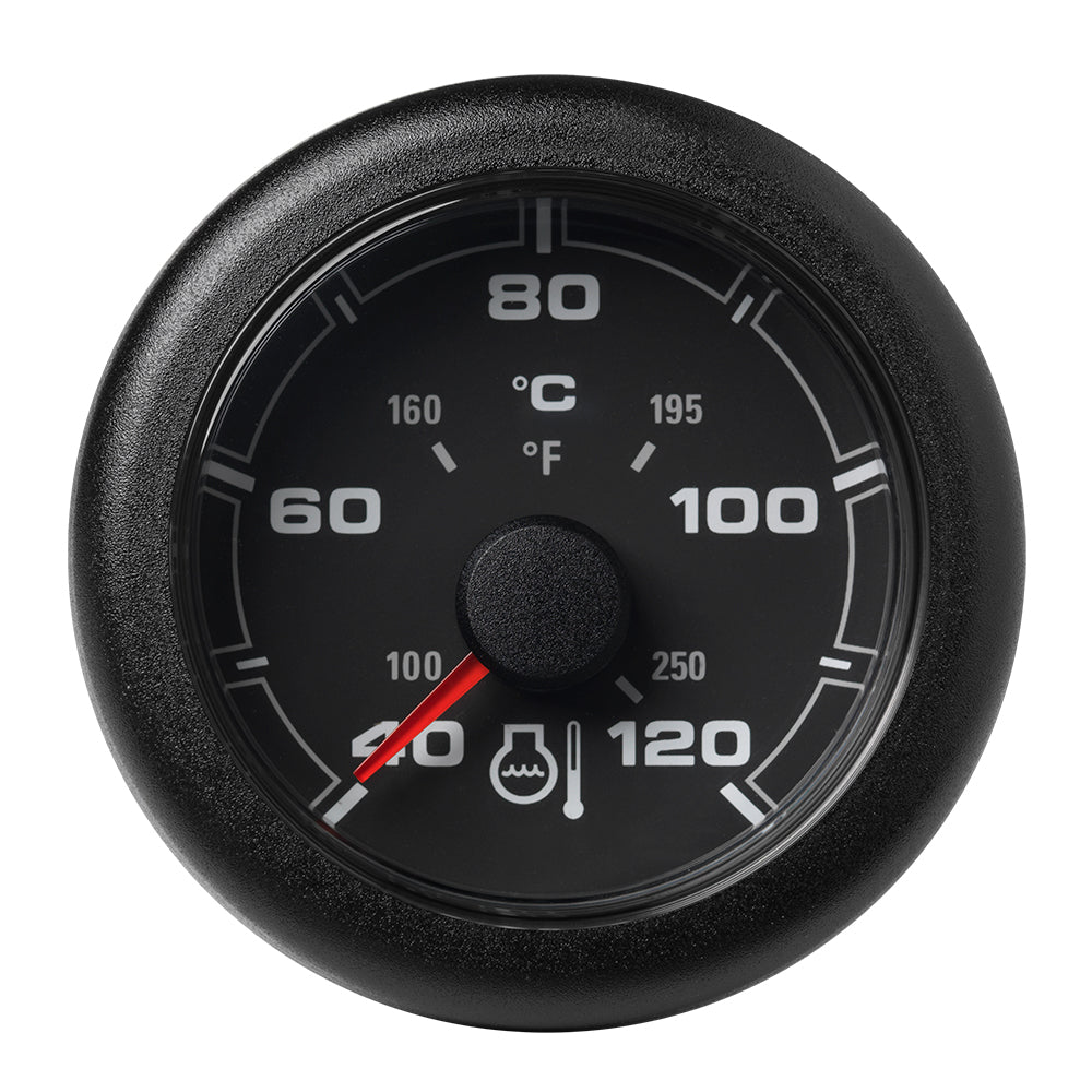 Veratron 52mm OceanLink gauge with black dial displaying temperature range 120°C/250°F, used for vehicle or marine applications