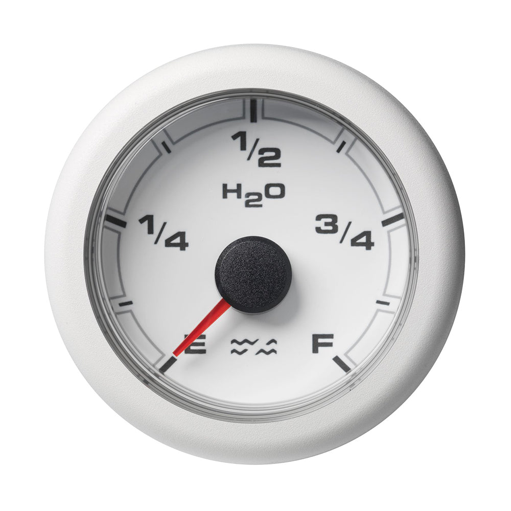 Veratron 52mm OceanLink Waste Water Gauge with white dial and bezel, marine instrument for monitoring waste water levels