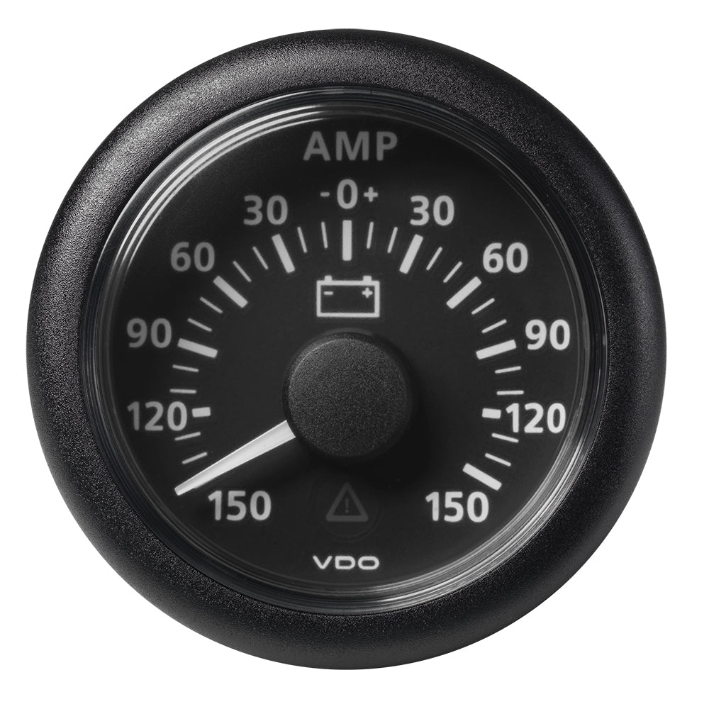 Veratron 52mm ViewLine Battery Status Gauge with black dial bezel, 150/150AMP, for monitoring battery current in vehicles.