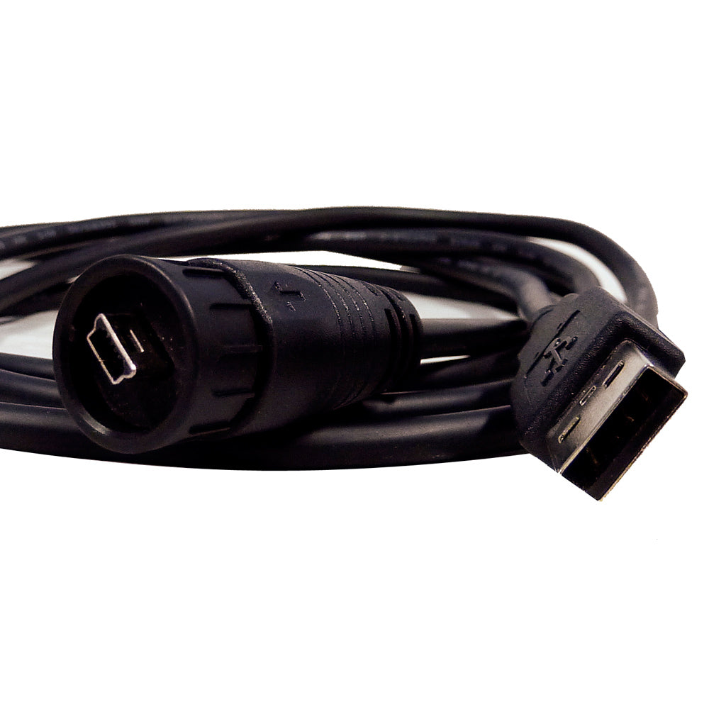 Vesper waterproof USB cable in black, 5 meters long, designed for durable, outdoor electronic device connectivity.