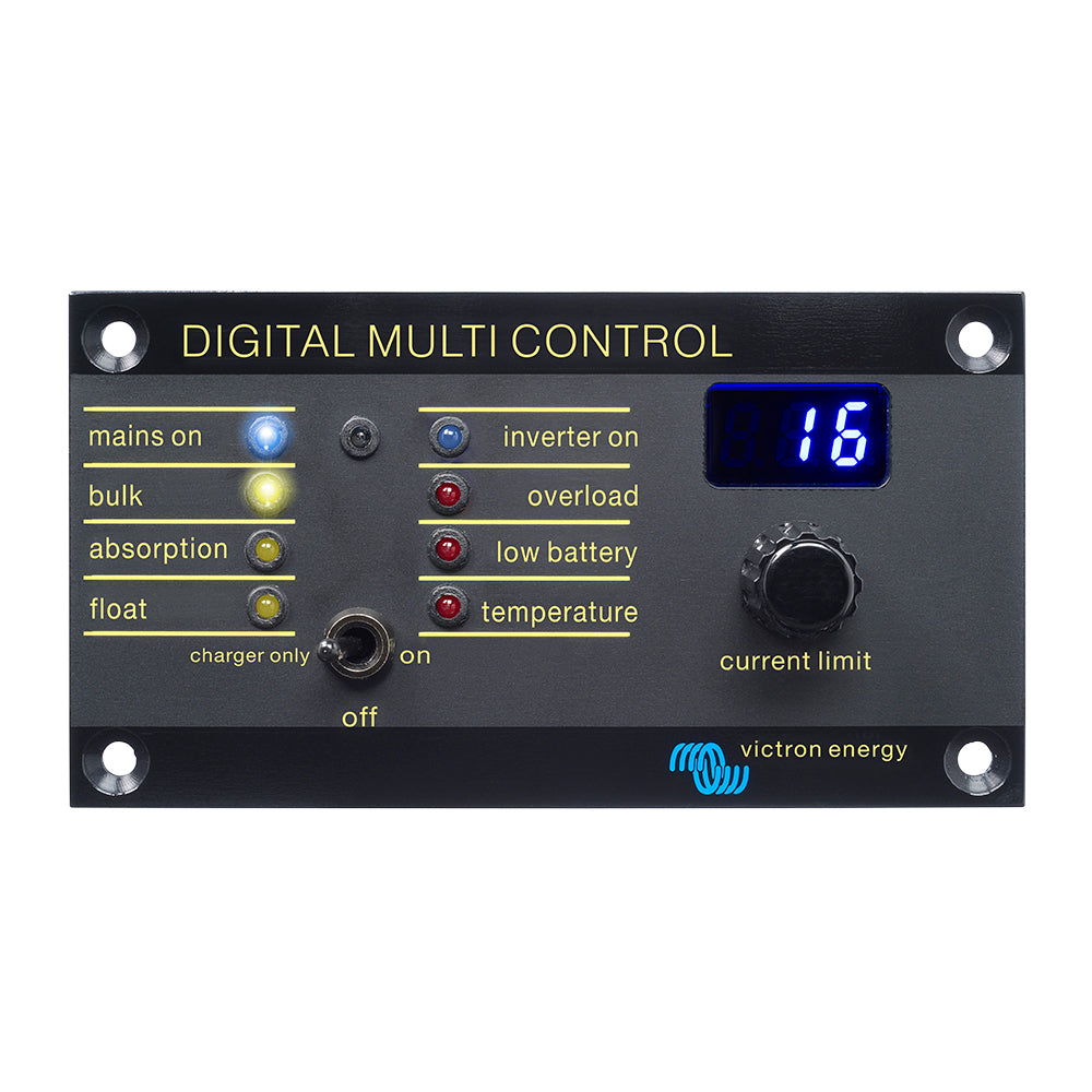 Victron Energy Digital Multi Control 200/200A accessory display panel with digital controls and connection ports.