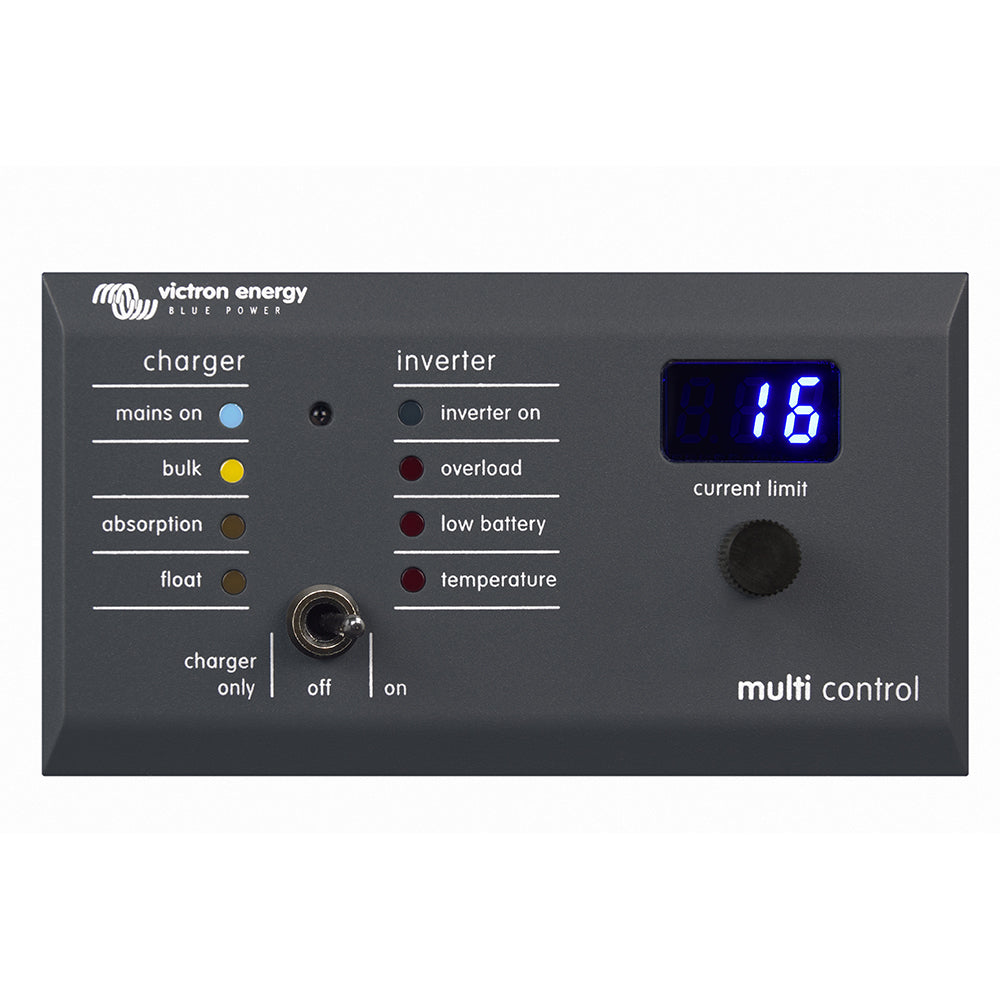 Victron Digital Multi Control 200/200A GX accessory from Victron Energy, showing the control panel with display and buttons.