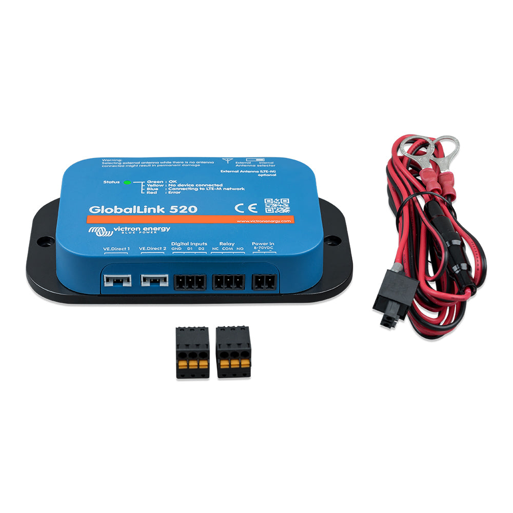 Victron Energy GlobalLink 520 4G LTE-M remote monitoring device with 5-year prepaid SIM card, used for energy system monitoring.