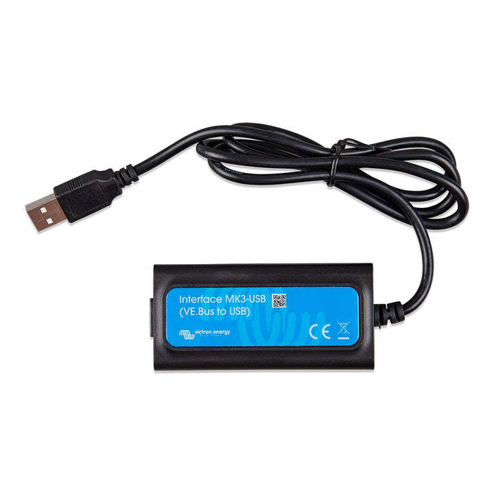 Victron Energy interface MK3-USB module connecting VE.Bus to USB for monitoring and communication in energy systems.
