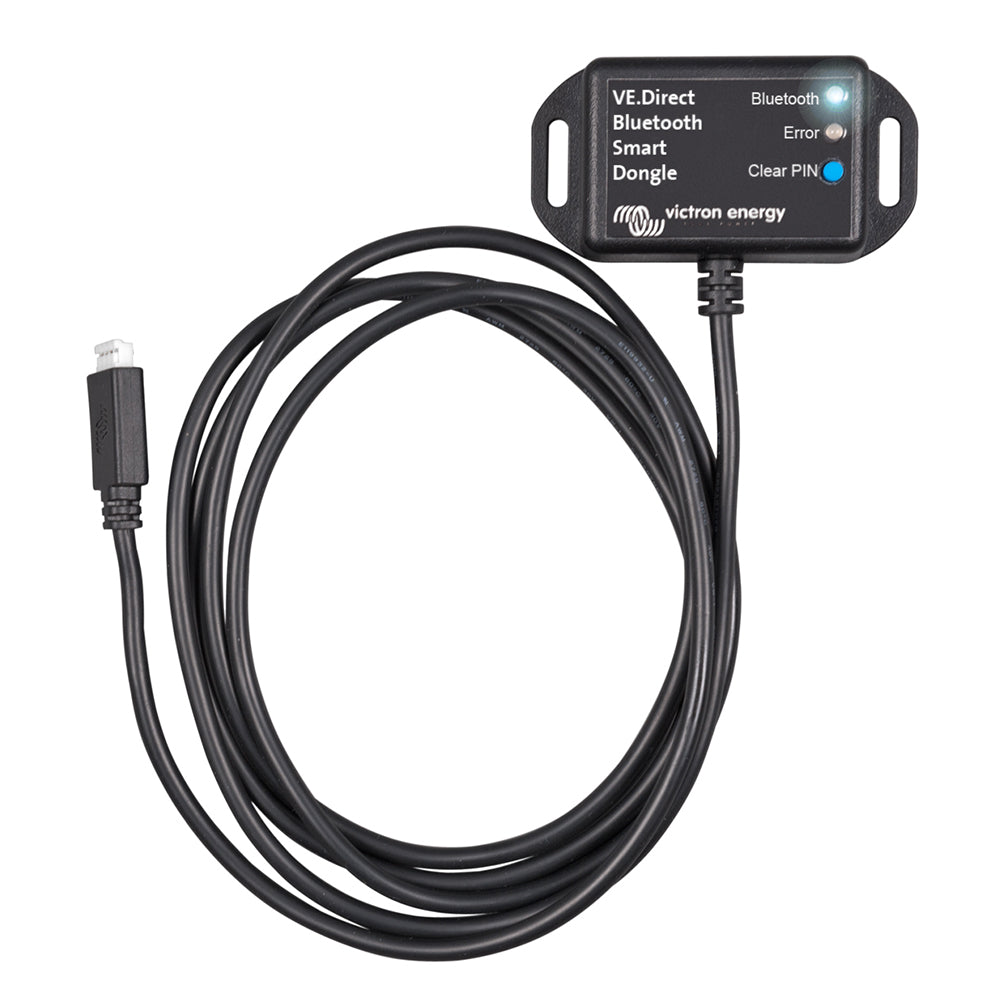 Victron Energy VE.Direct to Bluetooth Smart Dongle with 1.5m cable, accessory for wireless energy system monitoring.