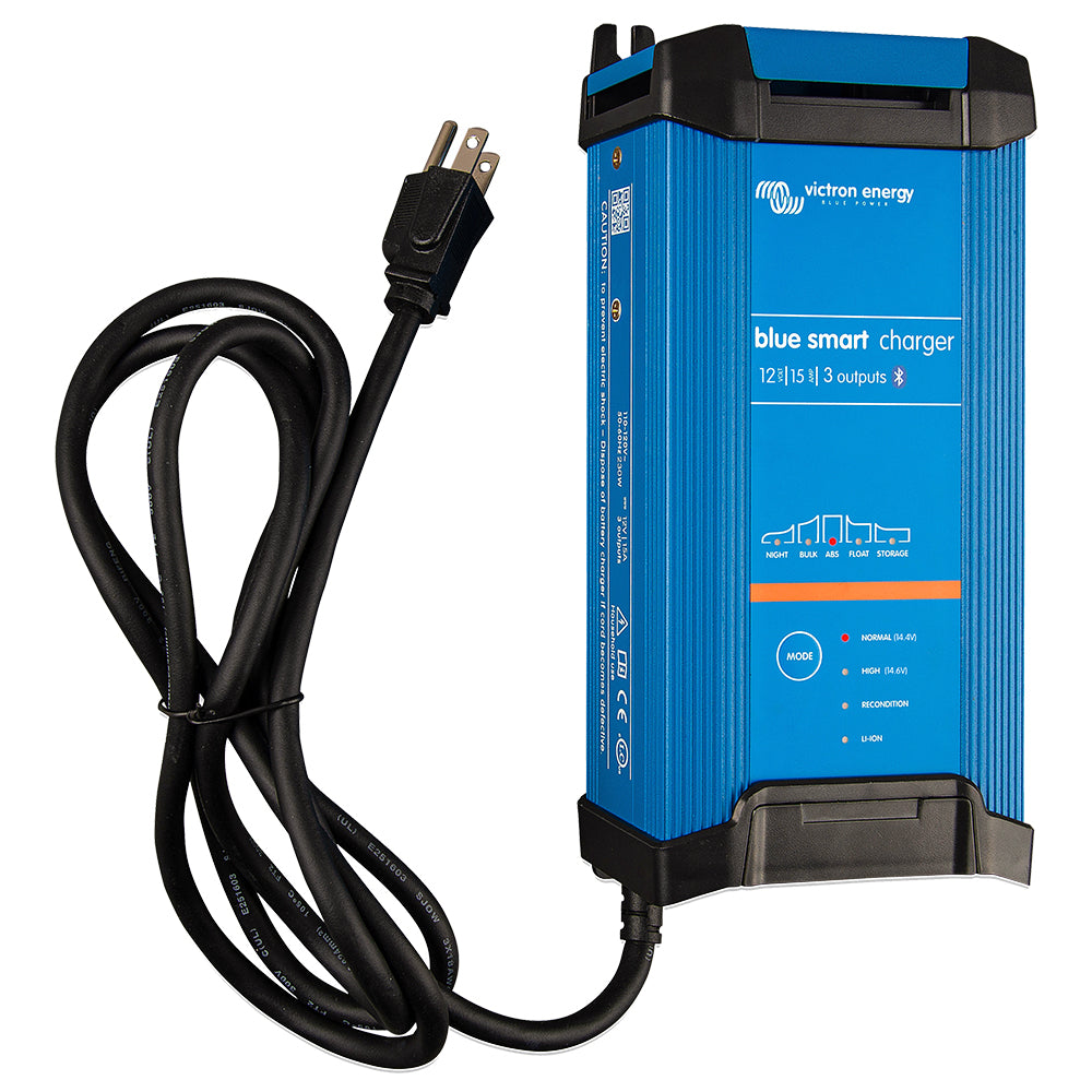 Victron Blue Smart IP22 12VDC 15A 3-bank battery charger for dry mounting by Victron Energy.