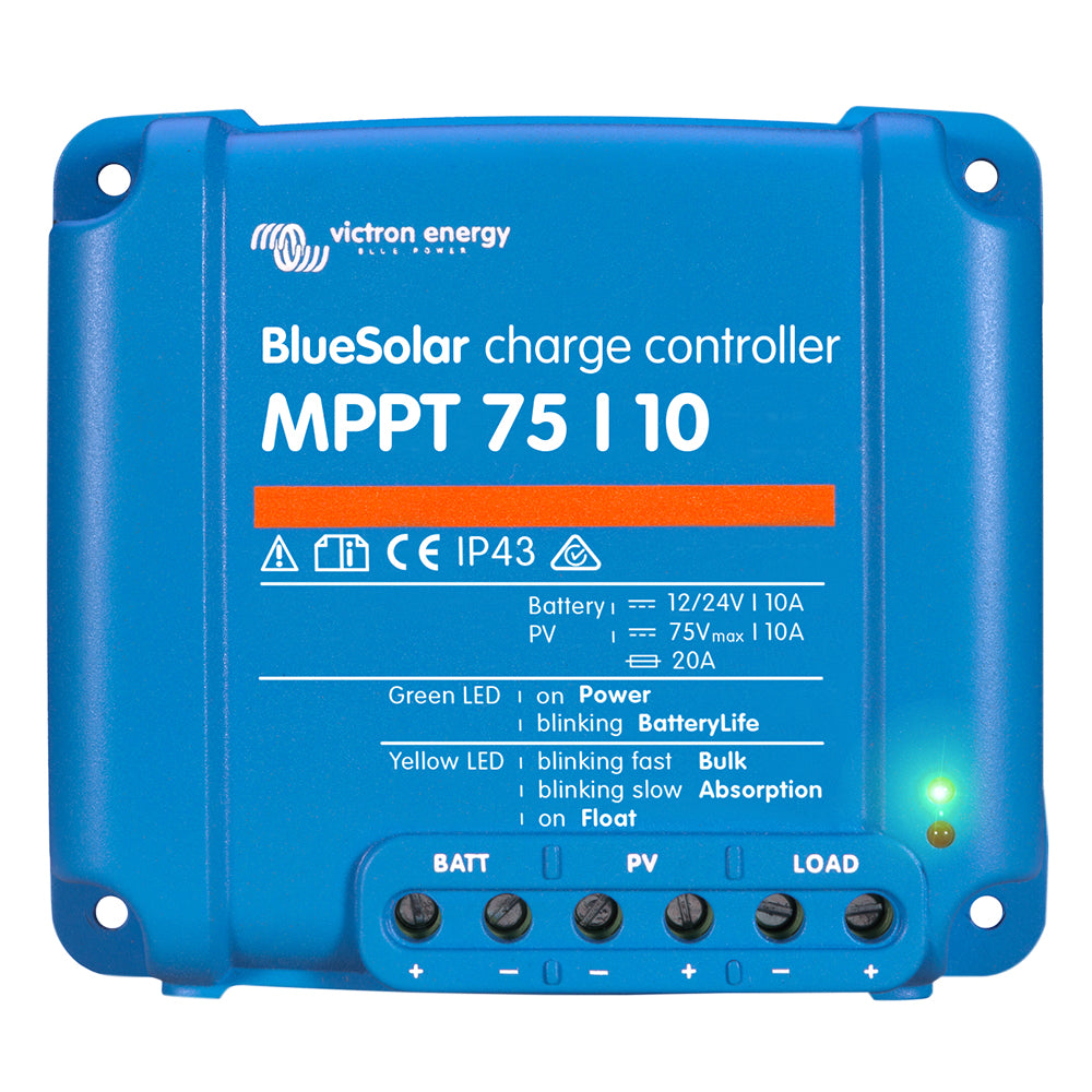 Victron BlueSolar MPPT Charge Controller for batteries, 75V, 10AMP, UL approved, compact energy management device by Victron Energy.