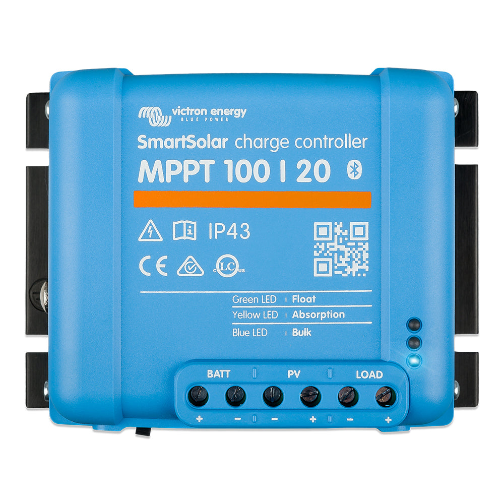 Victron Energy SmartSolar MPPT 100/20 battery charger for up to 48 VDC, compact solar charge controller with UL approval