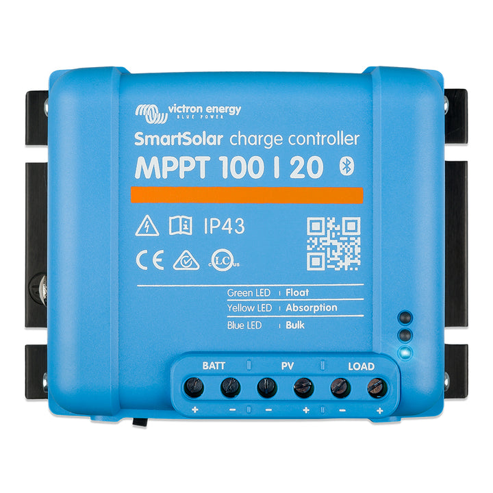 Victron Energy SmartSolar MPPT 100/20 battery charger for up to 48 VDC, compact solar charge controller with UL approval