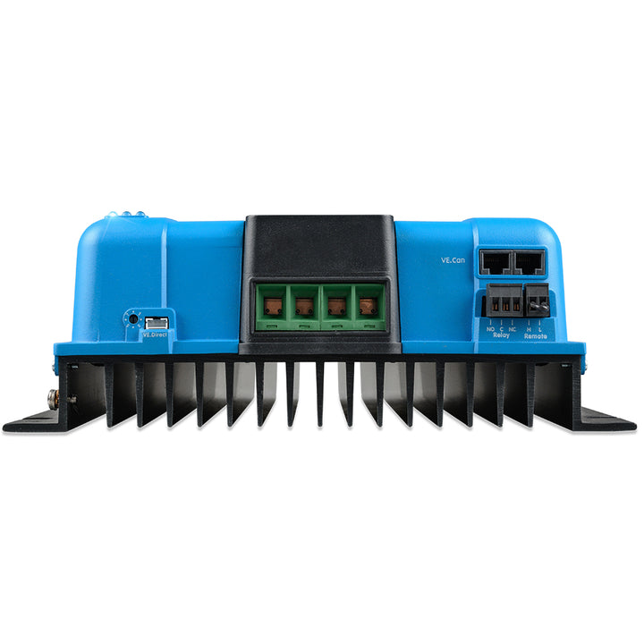 Victron Energy SmartSolar MPPT 150/100-TR VE.Can battery charger with digital display and connection ports for solar power systems.