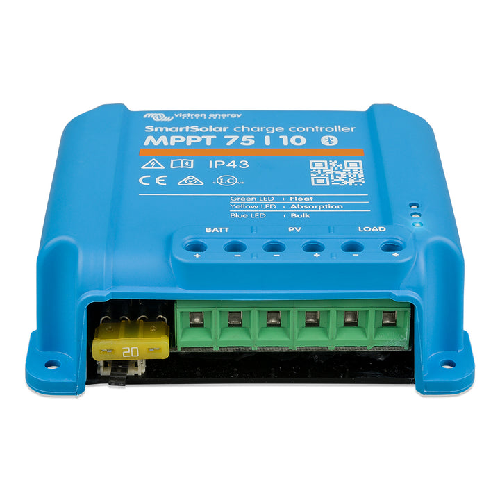 Victron Energy SmartSolar MPPT Charge Controller for solar batteries, 75V, 10A, UL approved, outdoor compatible solar charger