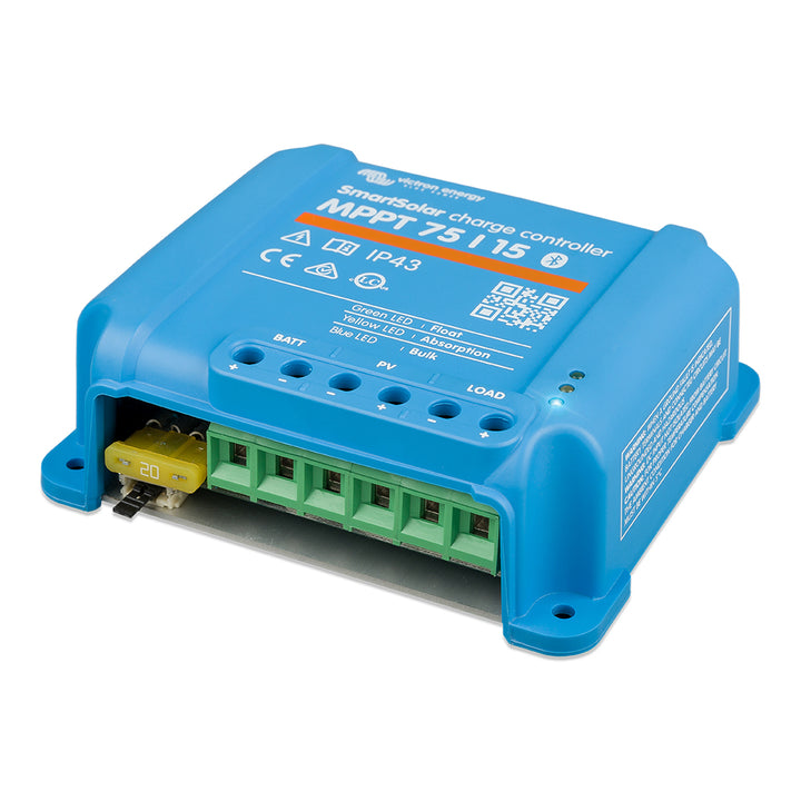 Victron SmartSolar MPPT Solar Charge Controller for batteries, 75V, 15A, used for efficient solar energy charging.