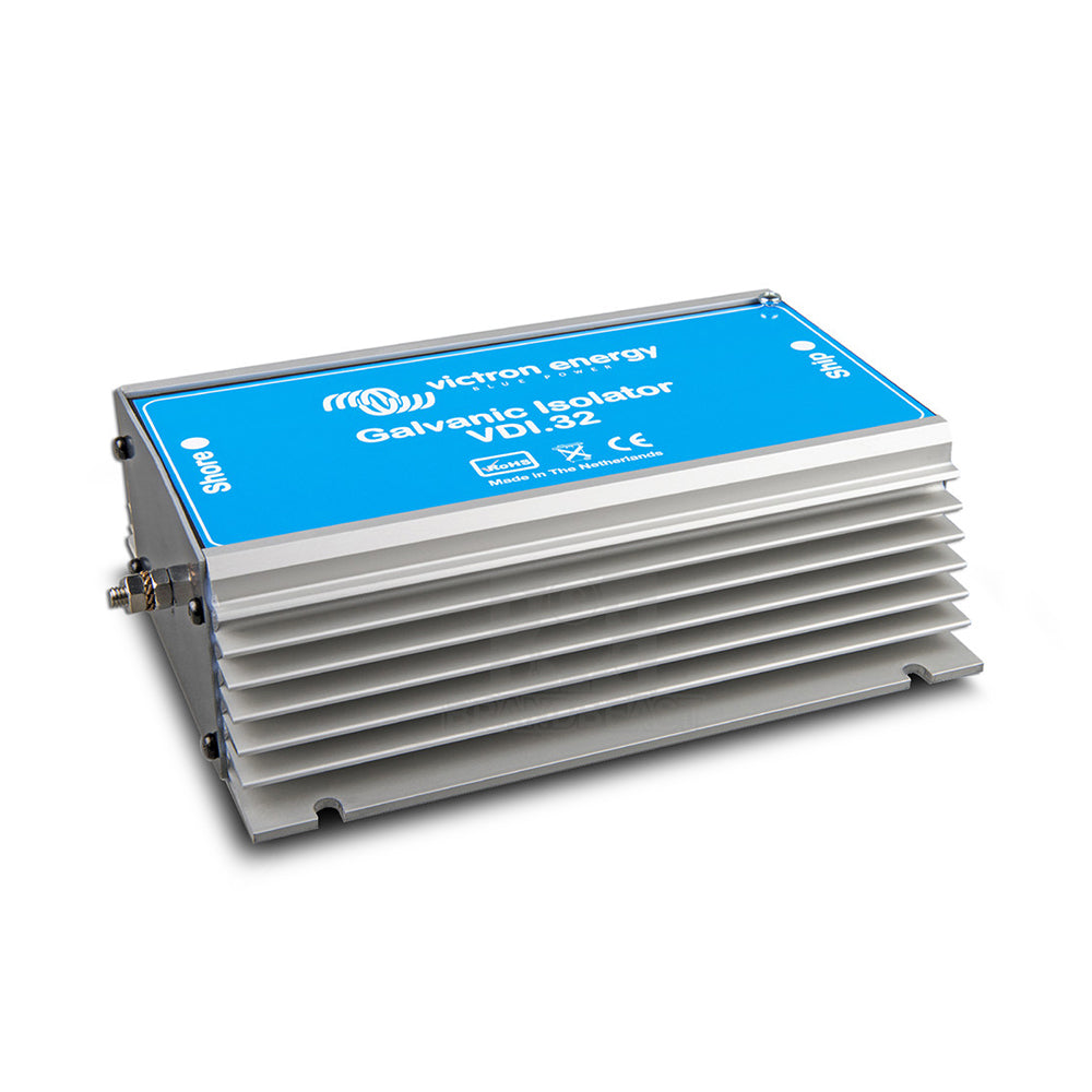 Victron Energy VDI-64A galvanic isolator for batteries, waterproof and potted, with 64A maximum current, used in marine or vehicle setups.