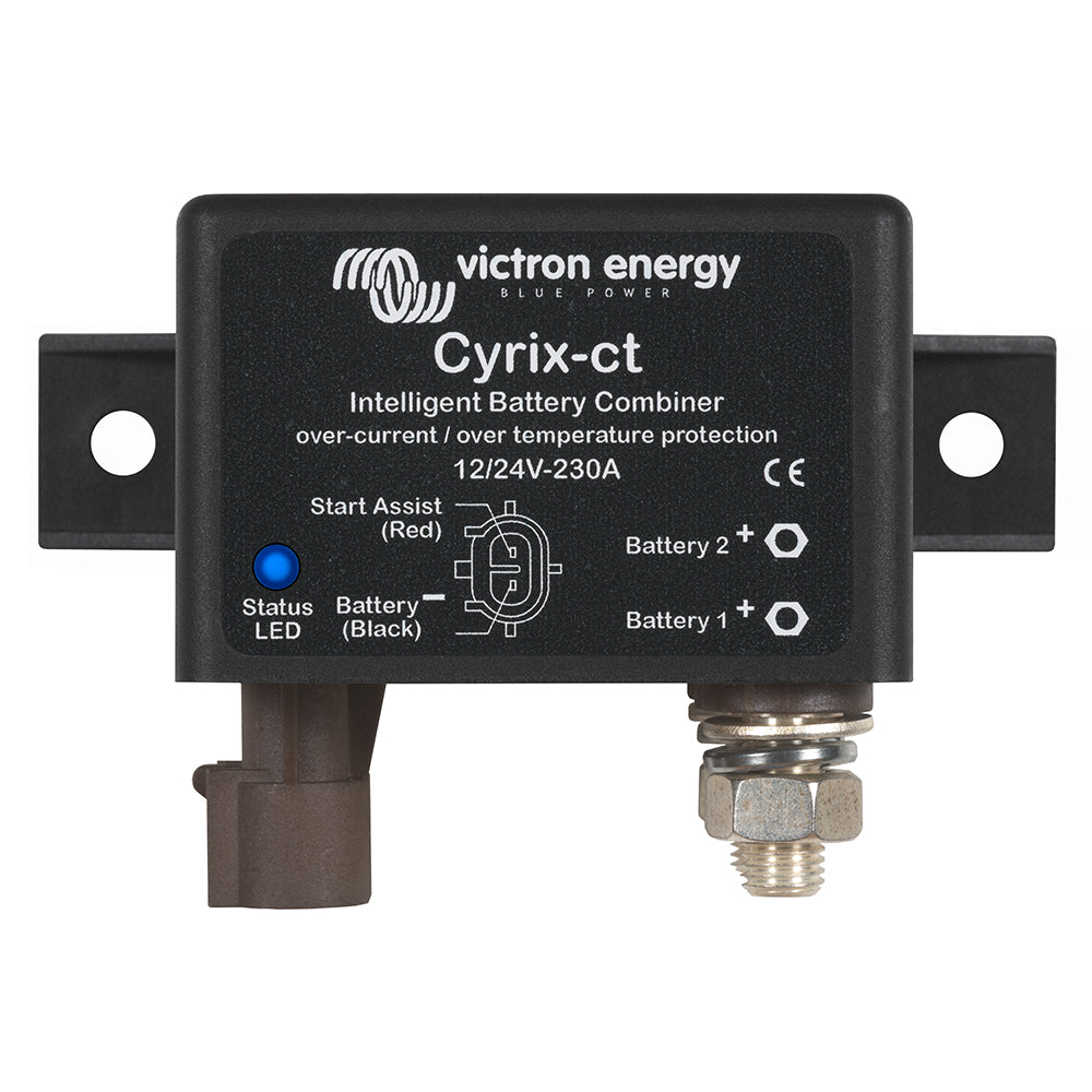 Victron Energy Cyrix-CT 12/24V 230A intelligent battery combiner with microprocessor control for efficient battery management.