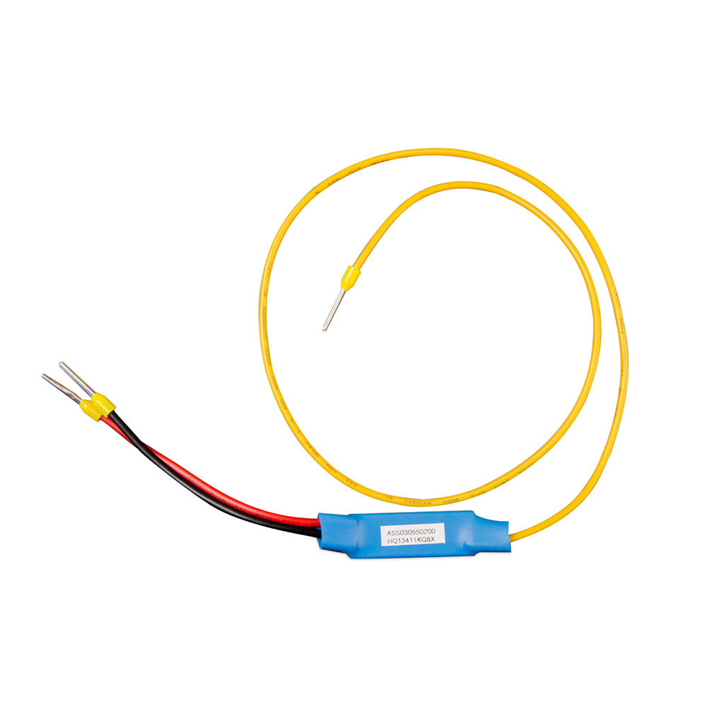 Victron Energy battery management remote on-off cable for non-inverting control, with connection connectors visible.