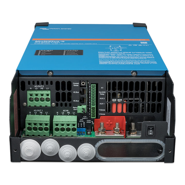 Victron Energy MultiPlus-II 12/3000 inverter charger with dual 120V outlets, UL approved, for reliable power backup and solar systems.