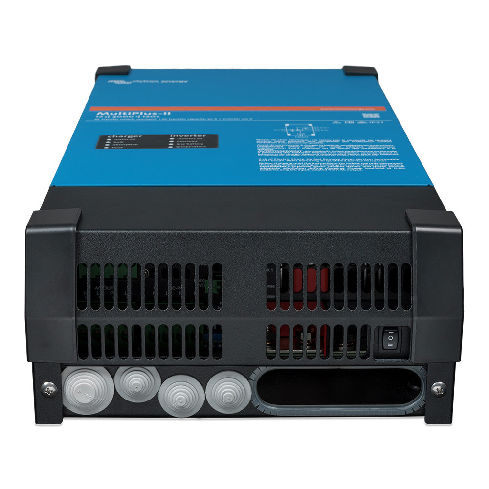 Victron Energy MultiPlus-II 12/3000 charger inverter combo with dual 120V outlets, UL approved, showing front view with controls