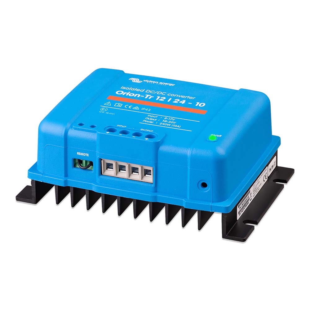 Victron Orion-TR DC-DC Converter converting 12V to 24V DC, 10A, isolated, used for reliable power conversion in electronic systems.