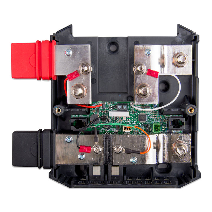 Victron Energy Lynx Shunt VE Can fuse block with multiple fuse slots and wiring terminals for electrical connections.