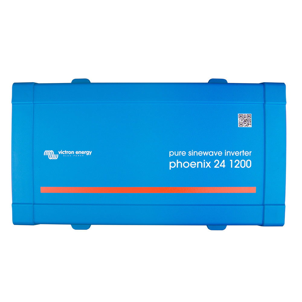 Victron Energy Phoenix inverter 24V DC to 120V AC with NEMA 5-15R outlet, 1200VA power, VE.Direct port, robust inverter for off-grid use.