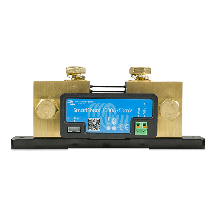 Victron SmartShunt 1000AMP Bluetooth battery shunt for monitoring, with digital display and connection ports, by Victron Energy.