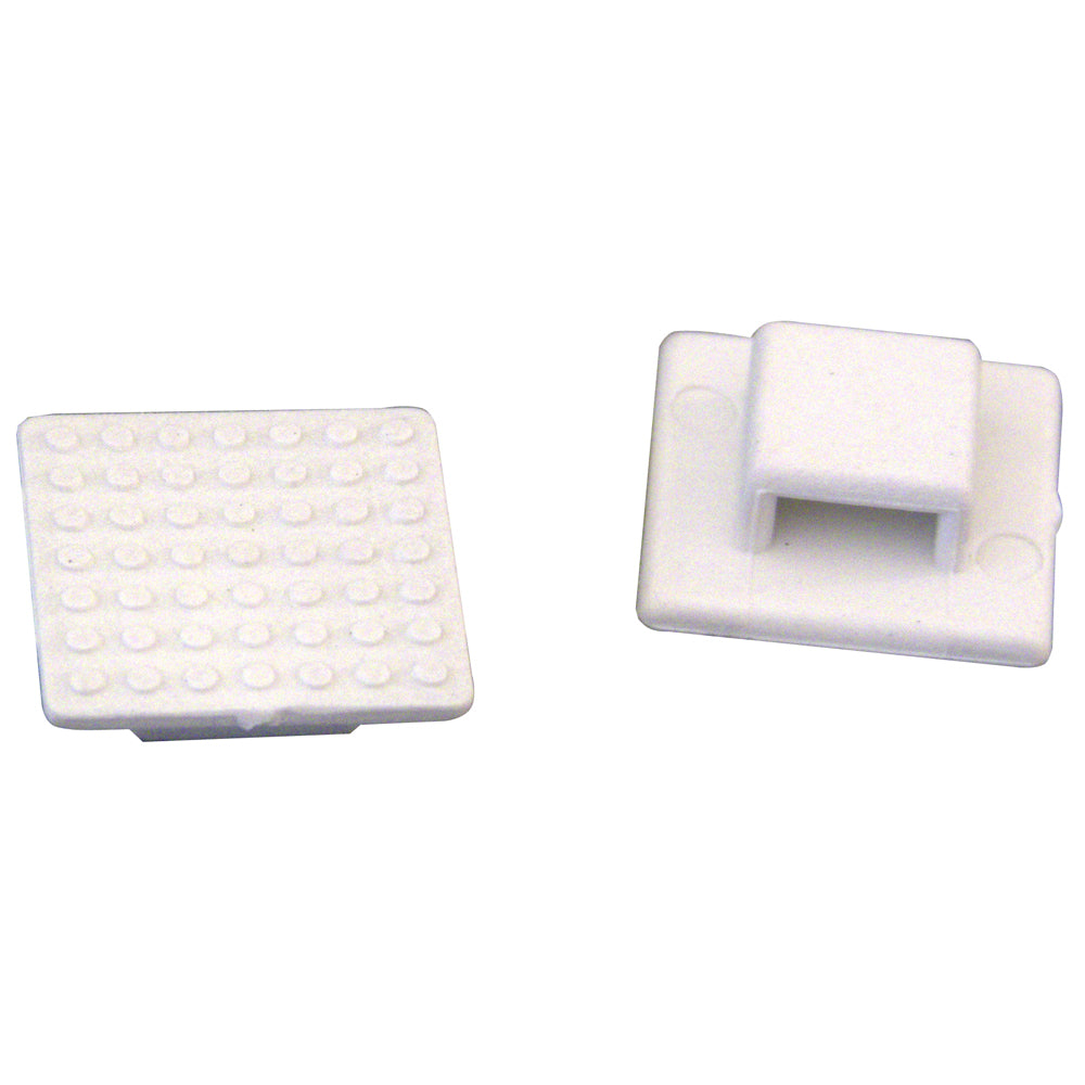 Weld Mount AT-3 small white nylon tie mounts, 500-pack, used for securing cables and wires in various electrical applications.