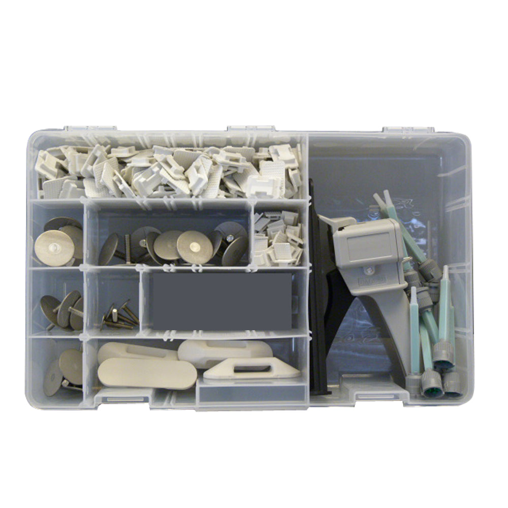 Weld Mount Executive Fastener Kit with tools, no adhesive, including fasteners and installation tools for secure mounting applications.