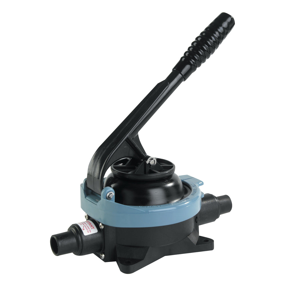 Whale Marine Gusher Urchin bilge pump with fixed handle mounted on deck, designed for efficient bilge water removal on boats.