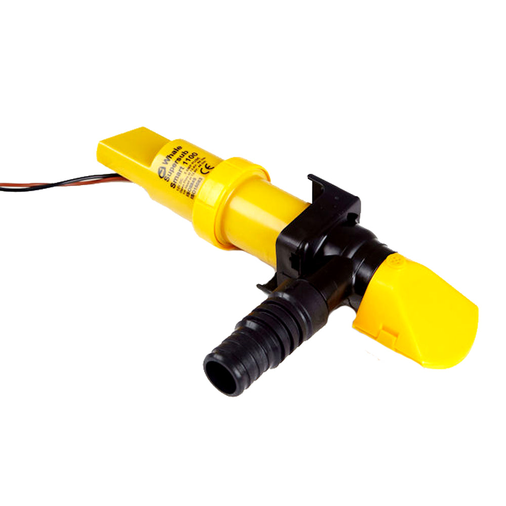 Whale Marine Supersub 12V 1100GPH low profile automatic bilge pump in black with compact design and inlet grille