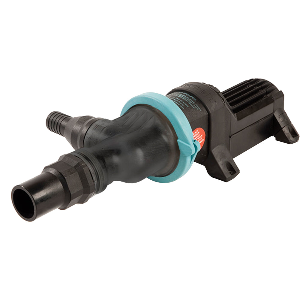 Whale Marine Gulper Grouper Mk3 12V fishbox waste pump with 90-degree ports, used for livewell and fish tank drainage.