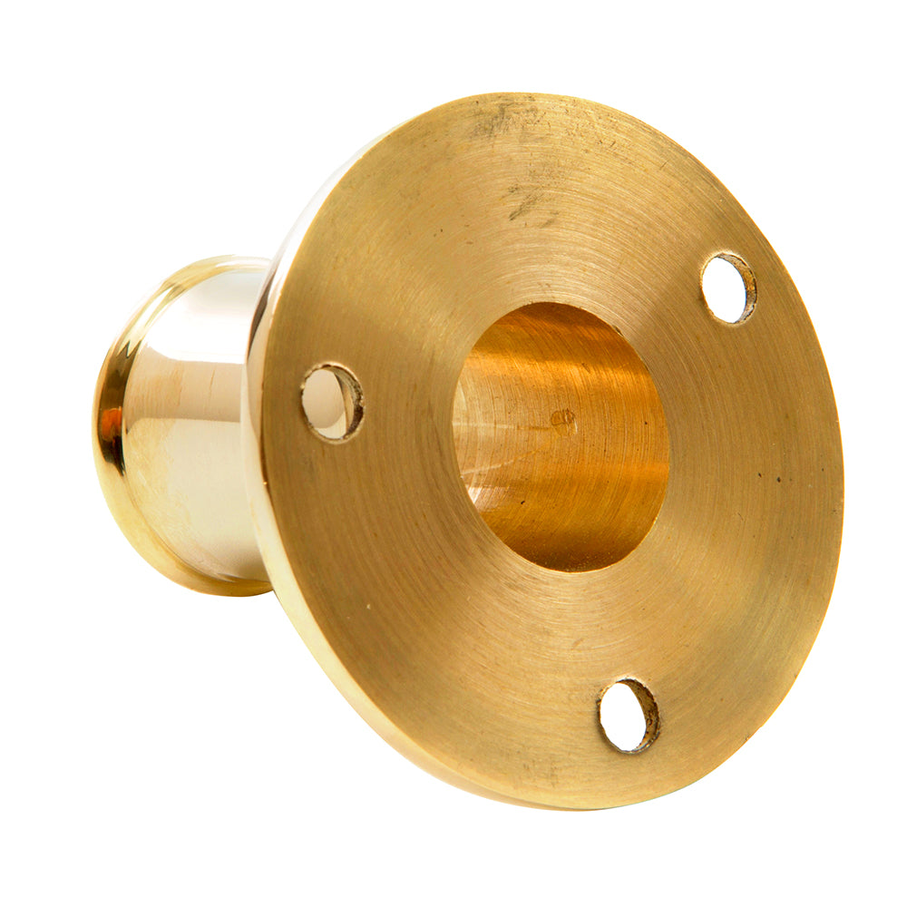Whitecap top-mounted flag pole socket in polished brass with 3/4 inch internal diameter, designed for flagpole accessories.